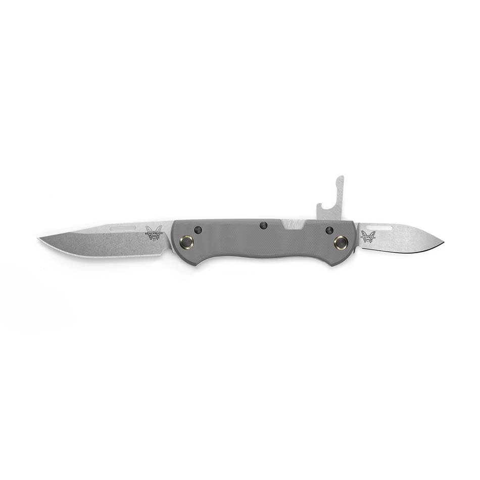 Benchmade 317 Weekender 2.97" Multi-Bladed Bottle Opener Pocket Knife Cool Gray G10 - 317