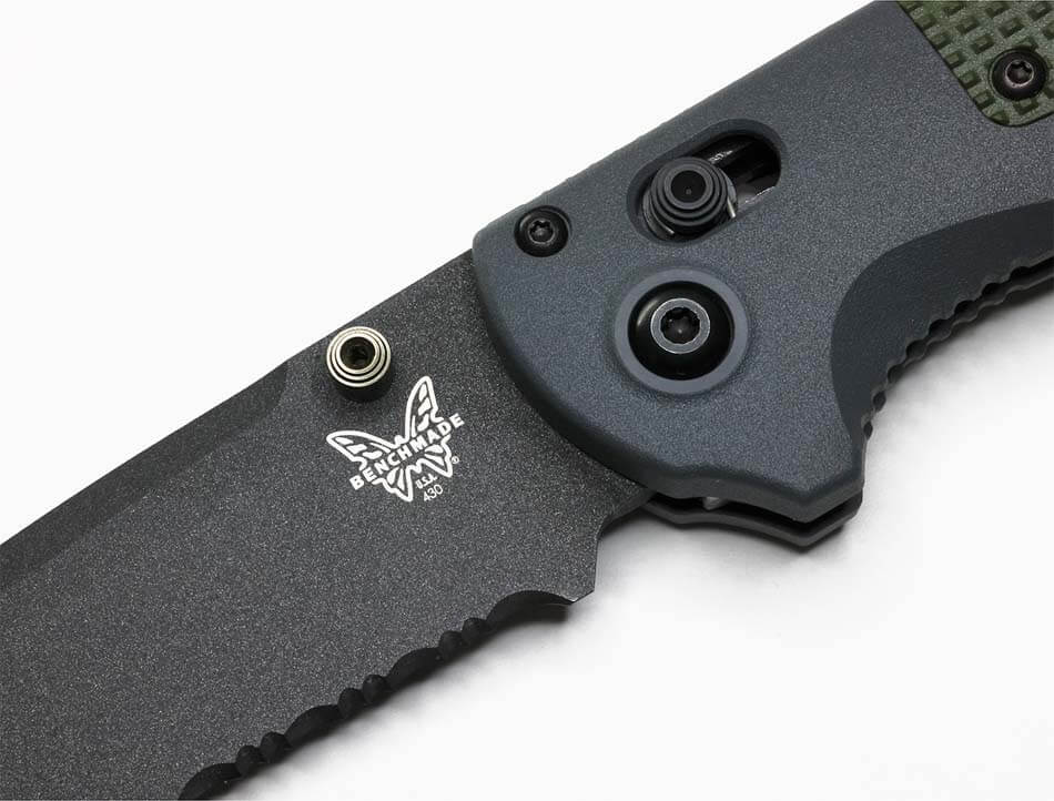 Benchmade 430SBK Redoubt CPM-D2 3.55" Cobalt Black SERRATED Blade Grivory Handles Folding Knife - 430SBK