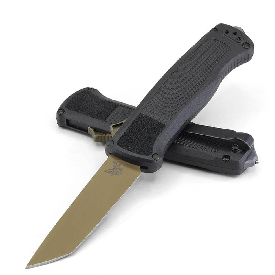 Benchmade 5370FE Shootout 3.51" CPM-CruWear Tanto Out The Front CF-Elite Handle Auto Knife