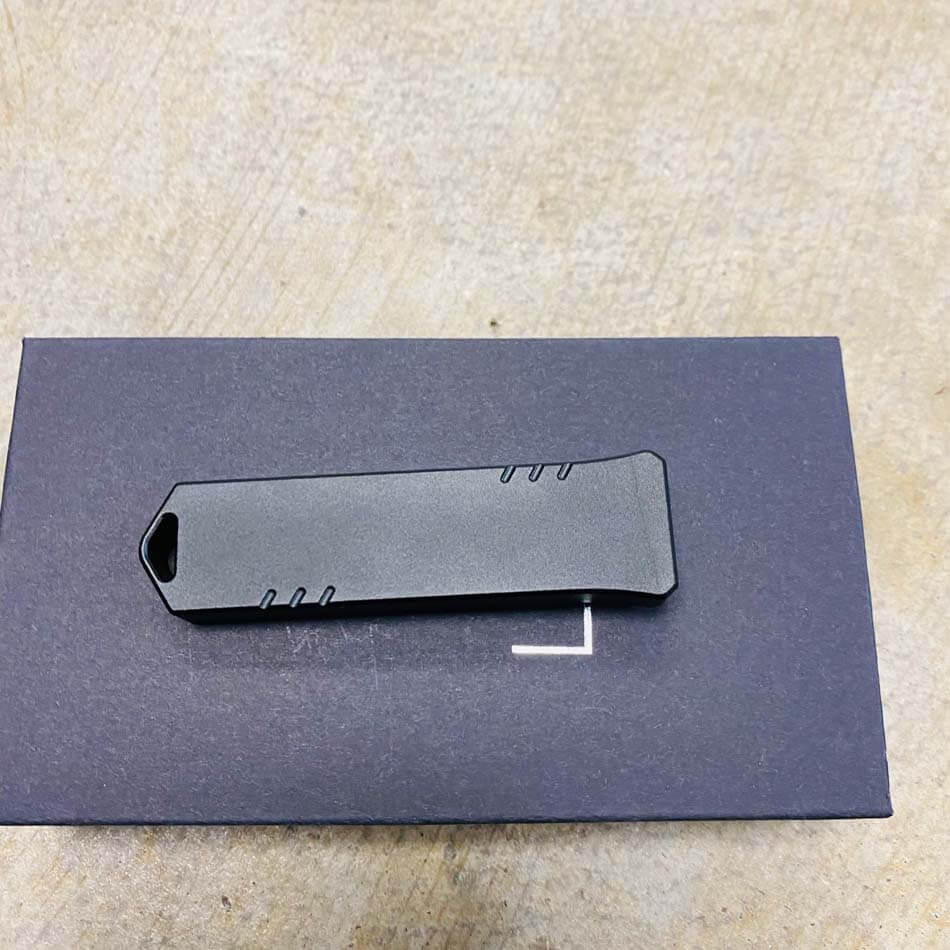 Boker Plus USB OTF Automatic Knife 06EX270, 1.77" D2 Black Stonewashed Plain Blade, Black Aluminum Handle - 06EX270