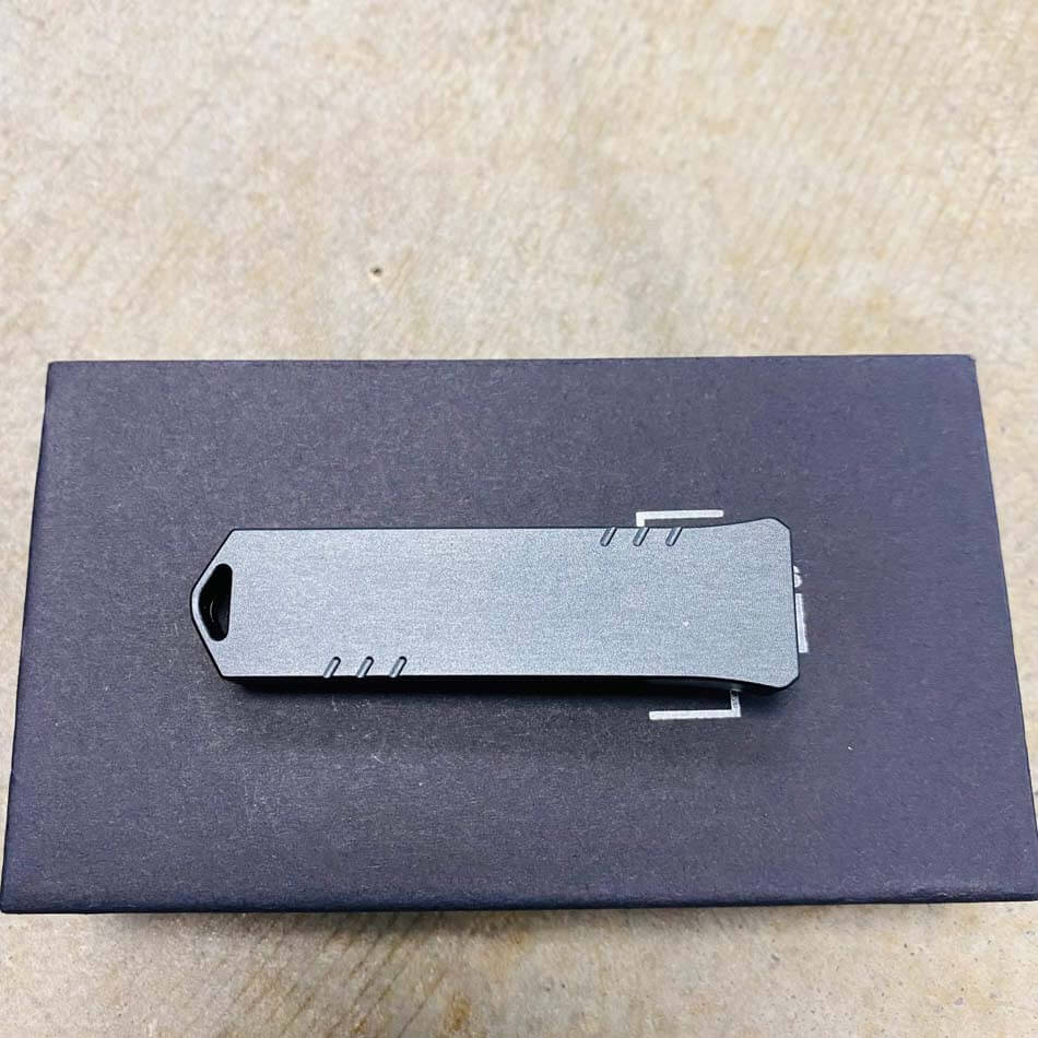 Boker USB OTF Auto Knife Gray Aluminum Handle D2 1.75" Plain Black Blade 06EX276SOI - 06EX276SOI