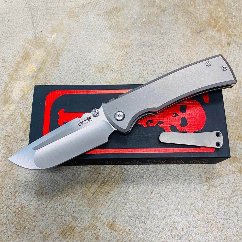 Chaves Redencion 229 Drop Point 3.25" Machine Finish M390 Blade Stone Washed Titanium Knife