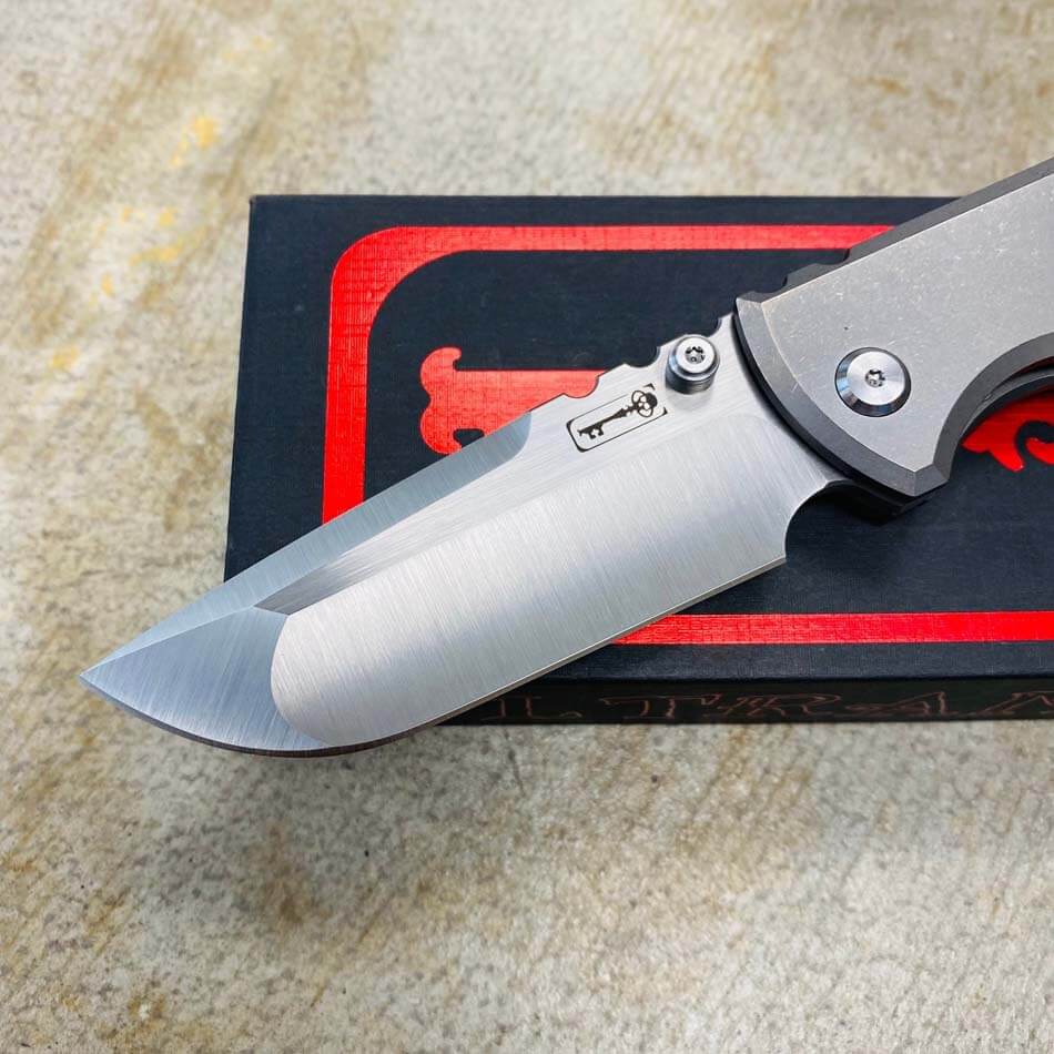Chaves Redencion 229 Drop Point 3.25" Machine Finish M390 Blade Stone Washed Titanium Knife - RDP/229/SWTI/BF