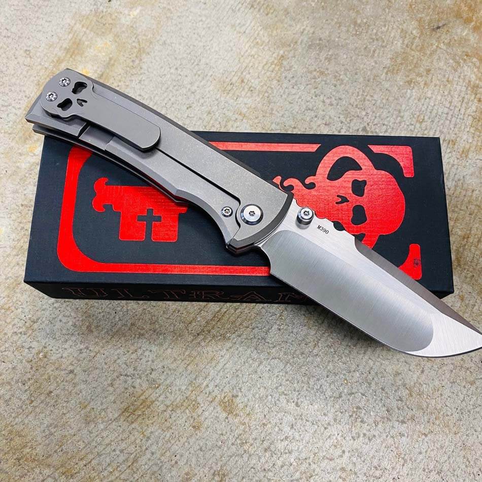 Chaves Redencion 229 Drop Point 3.25" Machine Finish M390 Blade Stone Washed Titanium Knife - RDP/229/SWTI/BF