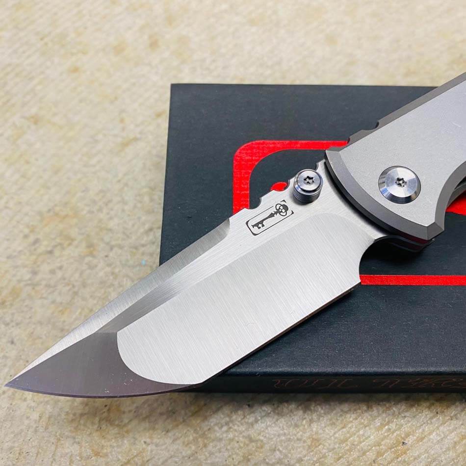 Chaves Ultramar Redencion Street 3.25" Satin Tanto Titanium Knife  - Chaves Street Red Tanto knife