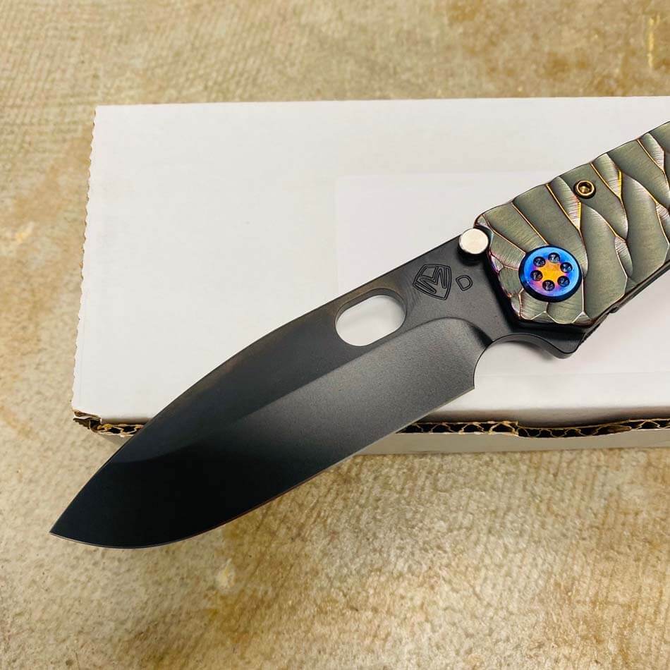 Medford 187 DP D2 PVD 3.75" Blade Bead Blasted Cement with Violet Predator Handles Knife serial 107-066 - MKT 187DP Cement Predator