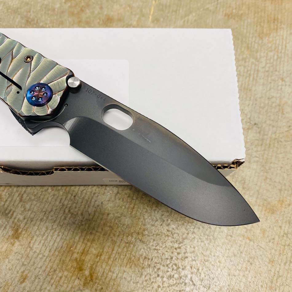 Medford 187 DP D2 PVD 3.75" Blade Bead Blasted Cement with Violet Predator Handles Knife serial 107-066 - MKT 187DP Cement Predator