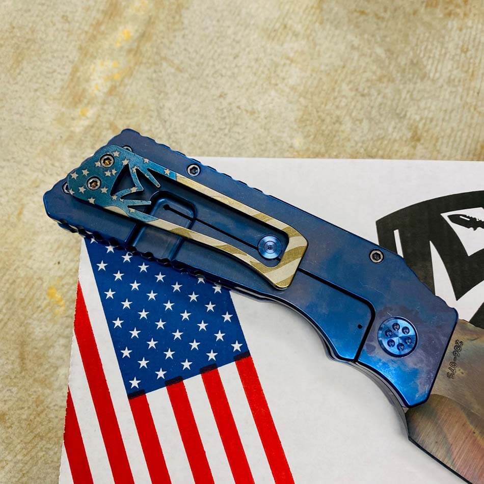 Medford TFF-1 Fat Daddy S35VN Vulcan 4" Blade BLUE American Flag Handles Blue Hardware Knife serial 206-075 - MKT Fat Daddy American Flag