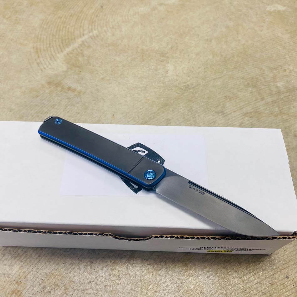 Medford Gentleman Jack GJ-1 Ti 3.1" Slip Joint PVD Blue Pinstripping TRON Knife 107-023 - MKT GJ Tron 107-023