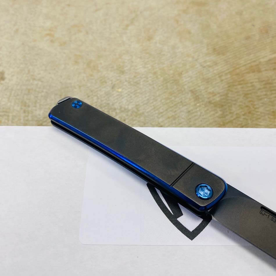 Medford Gentleman Jack GJ-1 Ti 3.1" Slip Joint PVD with Blue Pinstripping TRON Knife 107-001 - MKT GJ Tron knife