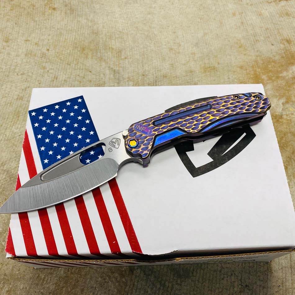 Medford Infraction S35VN 3.25" Tumbled Blade Bronze Violet Dragon Scales Folding Knife Serial 110-133 - MKT Infraction Dragon BRONZE