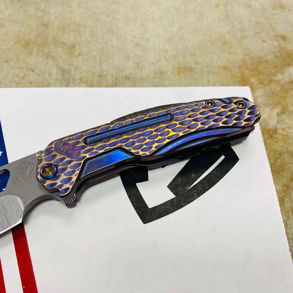 Medford Infraction S35VN 3.25" Tumbled Blade Bronze Violet Dragon Scales Folding Knife Serial 110-133 - MKT Infraction Dragon BRONZE