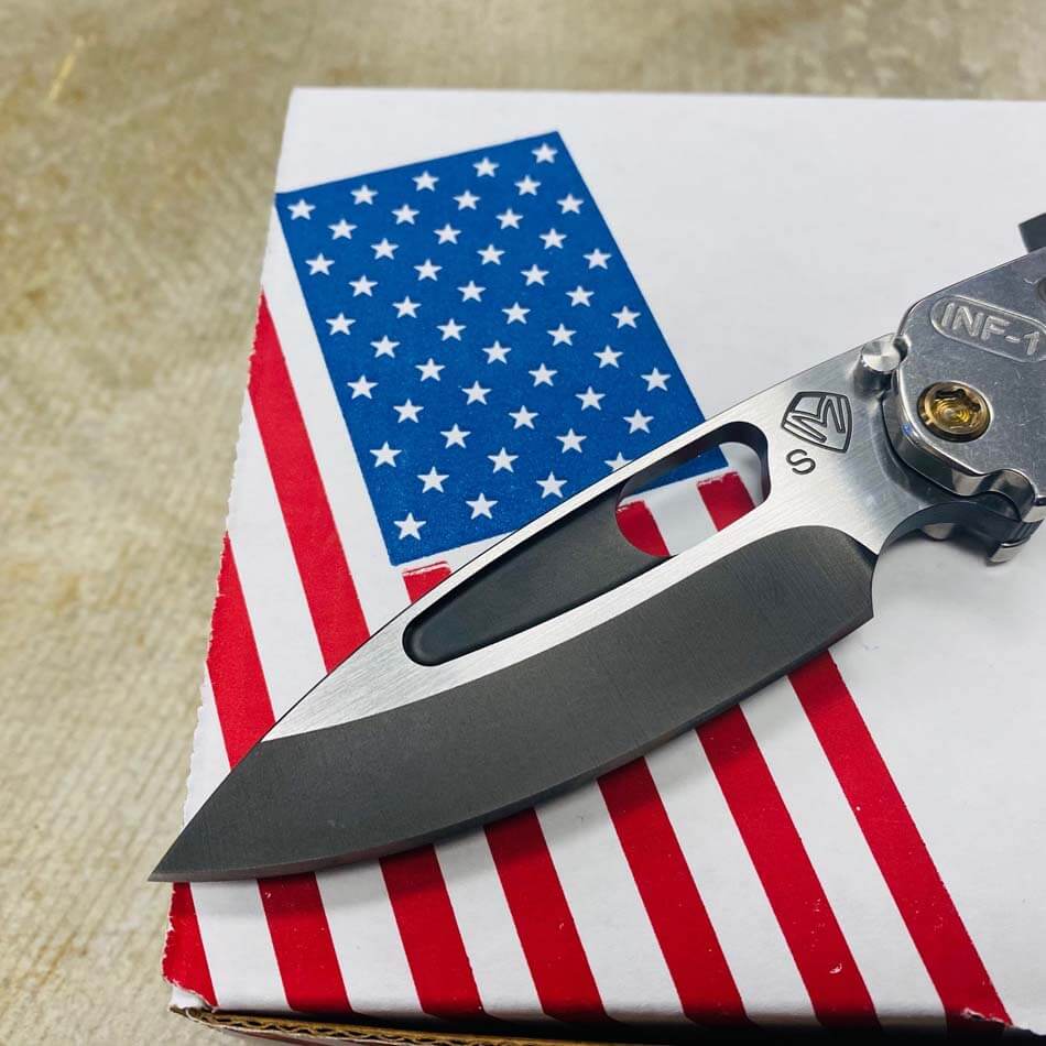 Medford Infraction S35VN 3.25" PVD with Satin Flats Blade Tumbled Handles Bronze Hardware/Clip Folding Knife Serial 110-031 - MKT Infraction PVD Satin Flats