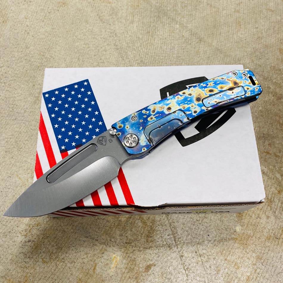 Medford Marauder H S35VN 3.75" Tumbled Drop Point Blade Faced and Flamed Galaxy Handle Knife serial 205-043 - MKT Marauder-H Galaxy knife