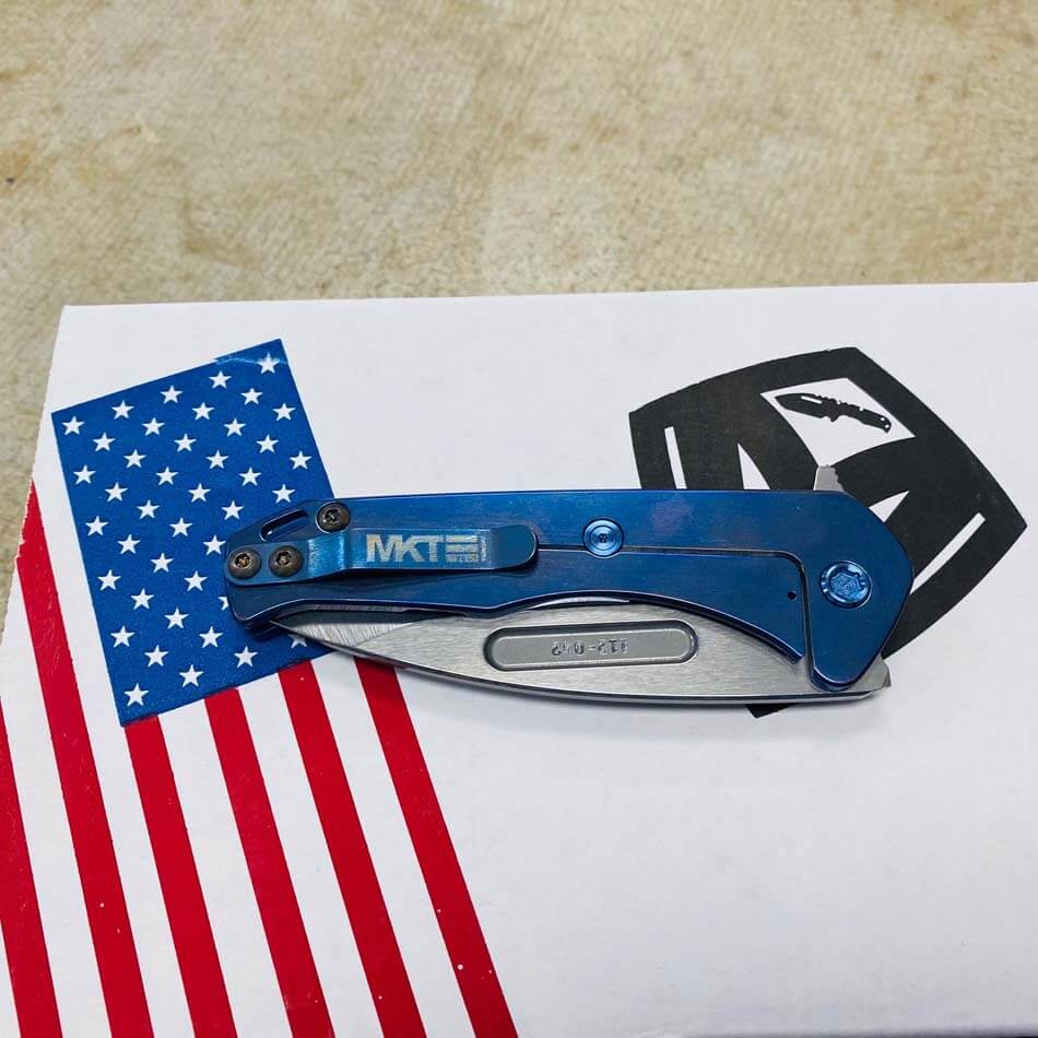 Medford Praetorian Slim Flipper 3.25" S35VN Tumbled Drop Point Blade Blue American Flag Knife Serial 112-042 - MKT Prae SF American Flag Blue