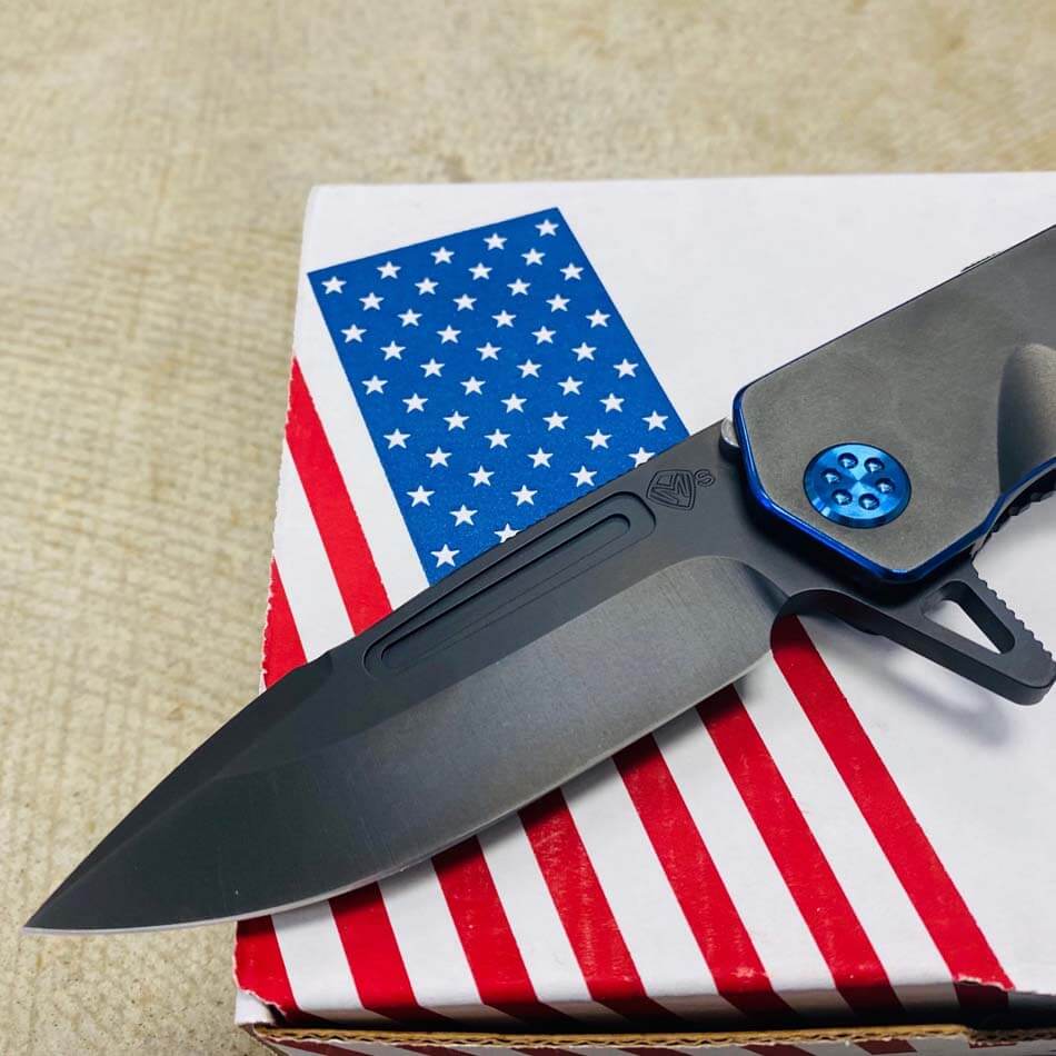 Medford Proxima S35VN 3.9" PVD Blade PVD with Blue Pinstriping TRON Knife Serial 108-017 - MKT Proxima TRON Blue