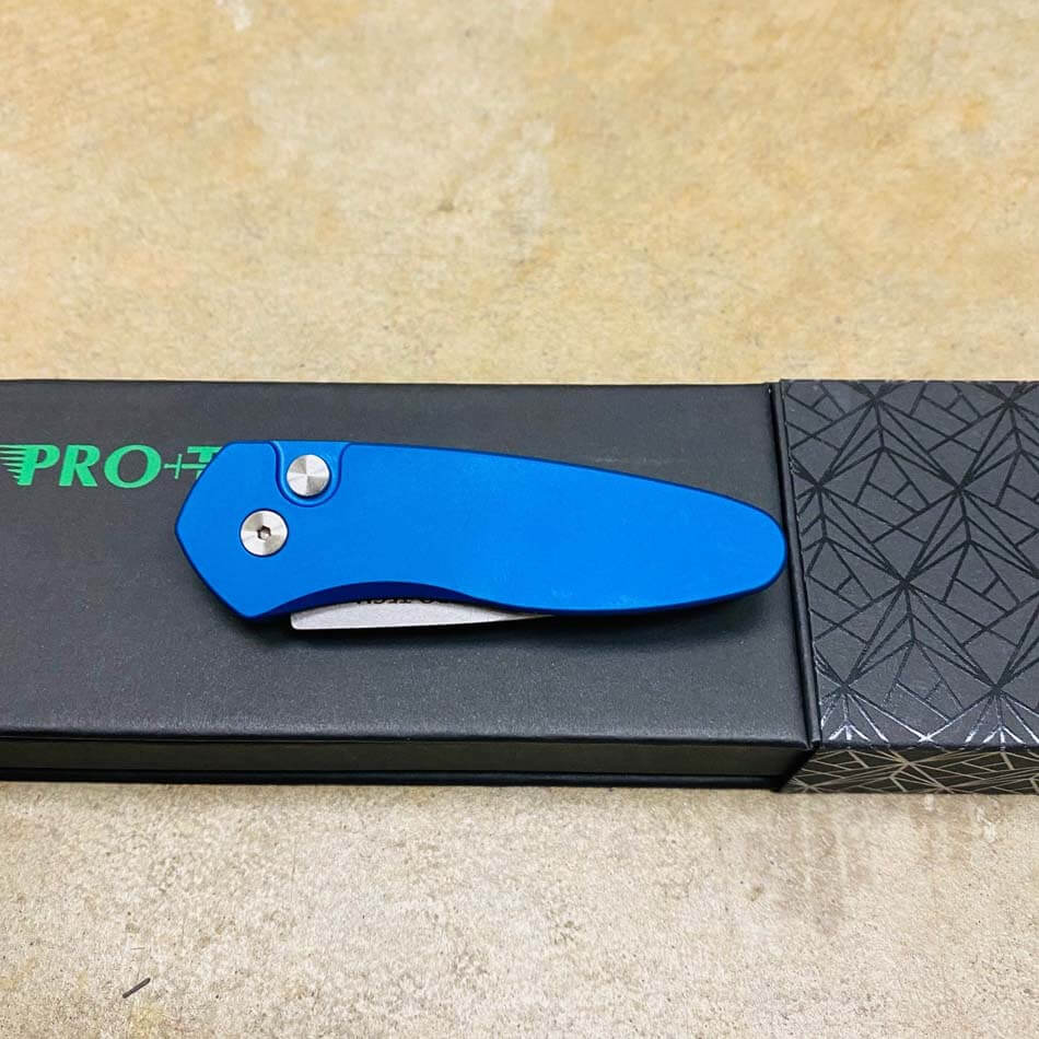 ProTech 2905-BLUE Sprint Solid Blue Handles 2" Stonewash Blade Auto Knife - 2905-BLUE