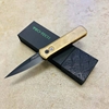 PROTECH 7112 Godson 3.15" LIMITED Stonewash Solid Bronze AL Handle DLC Black Blade Mother of Pearl Button Auto Knife 