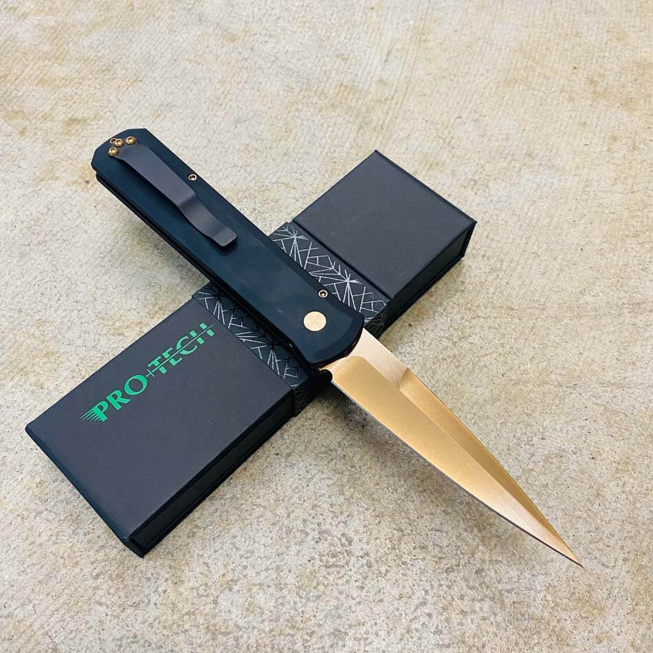 PROTECH 921-RG Godfather 4" Black handle Rose Gold Coated Blade Automatic Knife - 921-RG