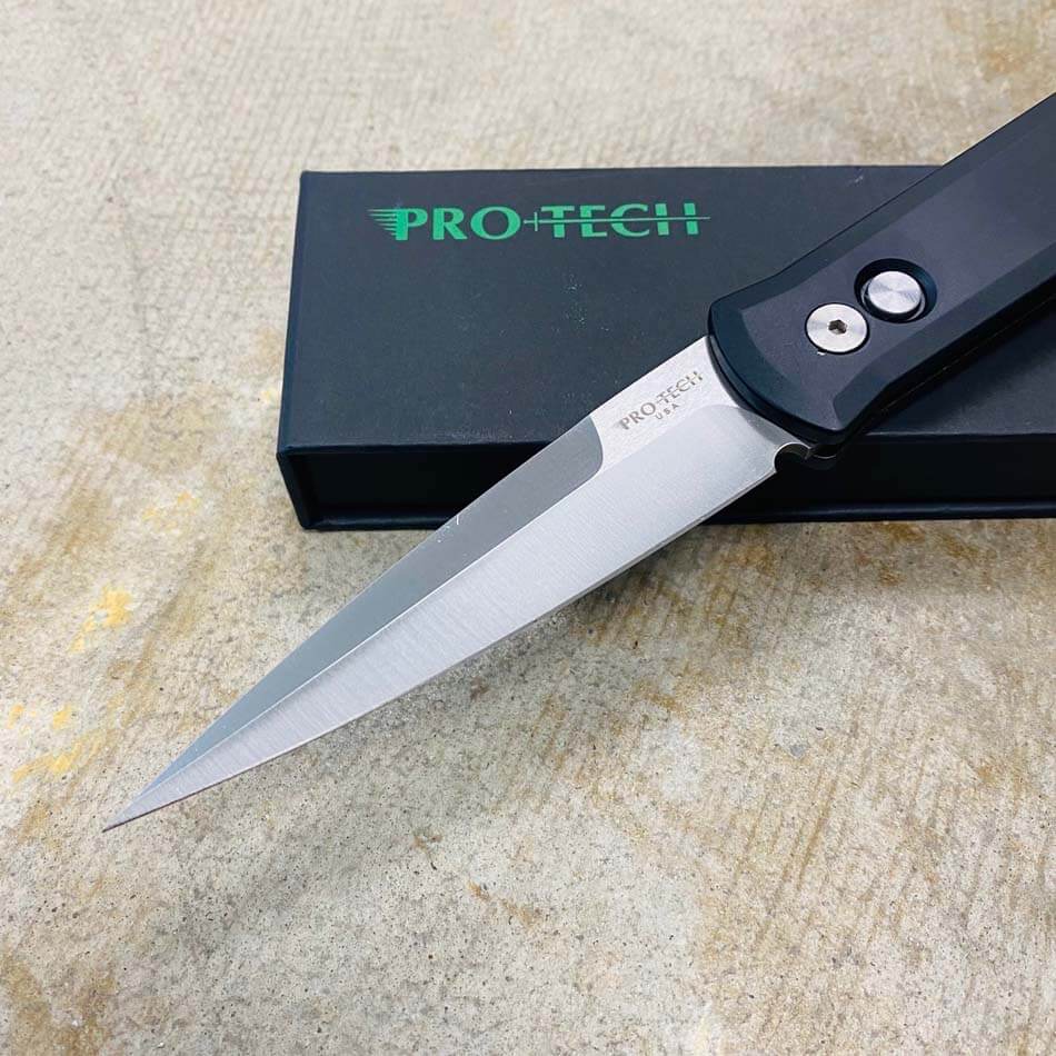 PROTECH 921-SATIN Godfather 4" Black handle Satin Blade Automatic Knife - 921-SATIN