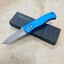 ProTech E7T01-BLUE Emerson CQC7 3.25" Chisel Tanto BLUE Handles Blasted Blade Plain Edge Automatic Knife