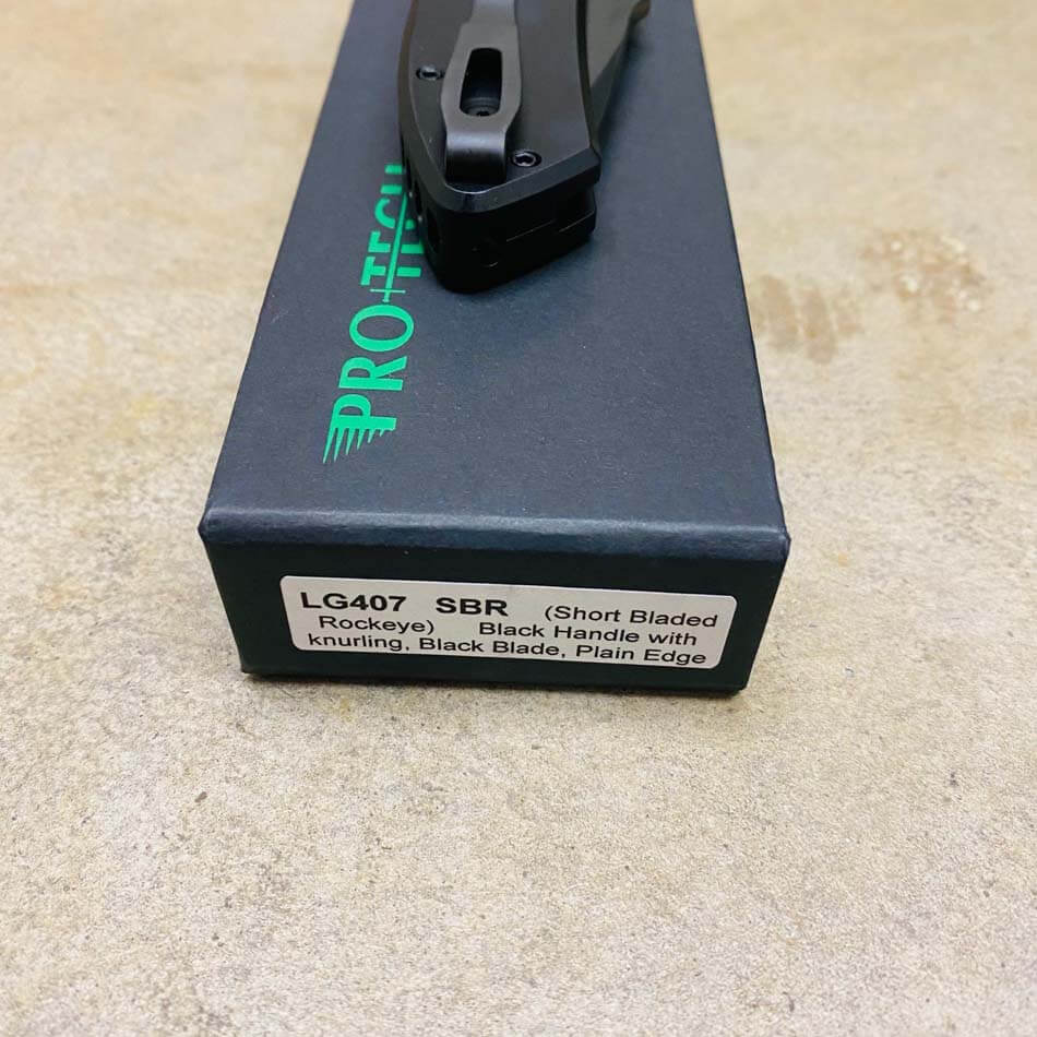 Protech LG407 SBR Short Bladed Rockeye 2.5" S35VN Black Blade Black Machine Textured Handles Auto Knife - LG407