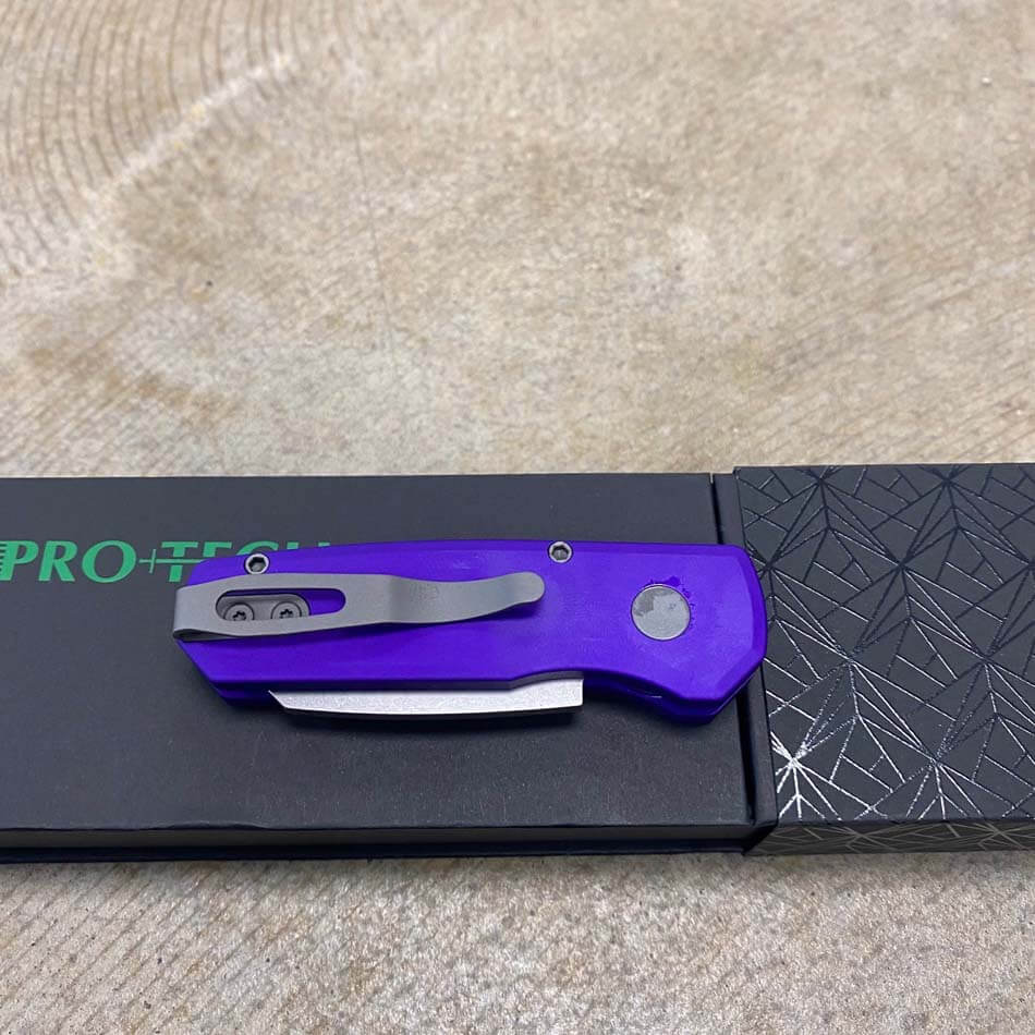 Protech Runt 5 R5401-PURPLE Solid Purple Handle 1.9 Stonewash