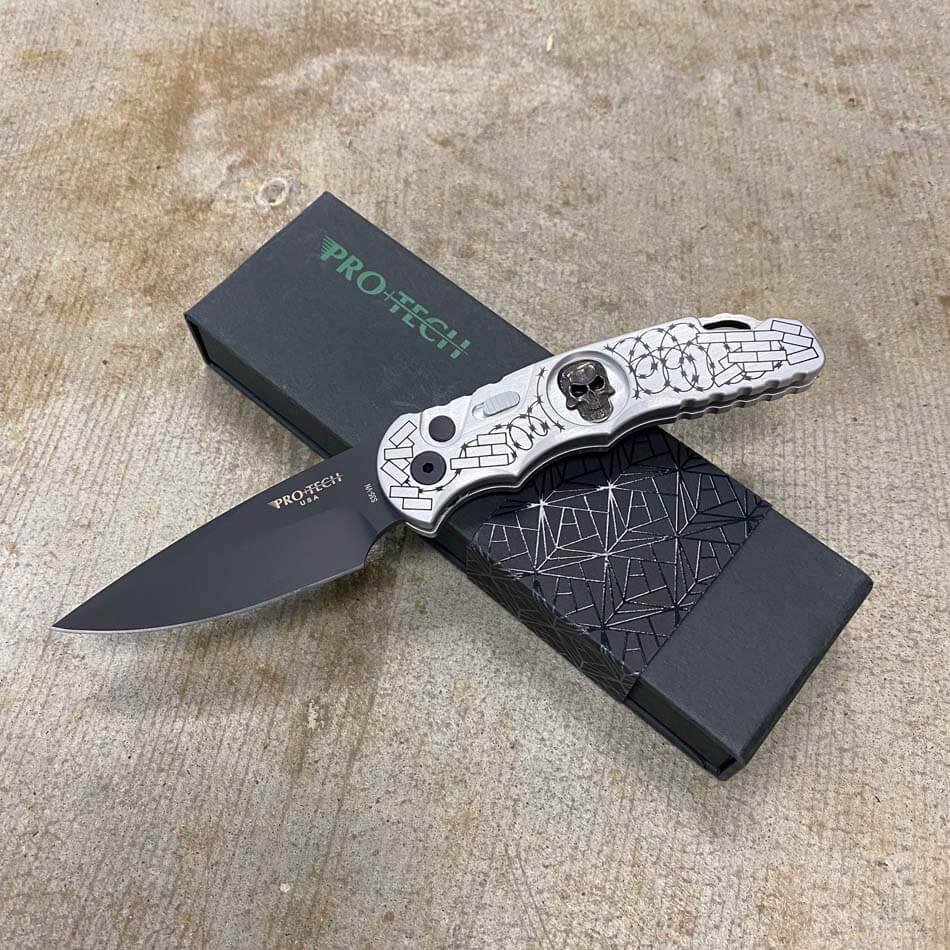 PROTECH TR-5.62 Limited Edition Automatic Knife with Bruce Shaw Sterling Silver Skull #118 of 300 