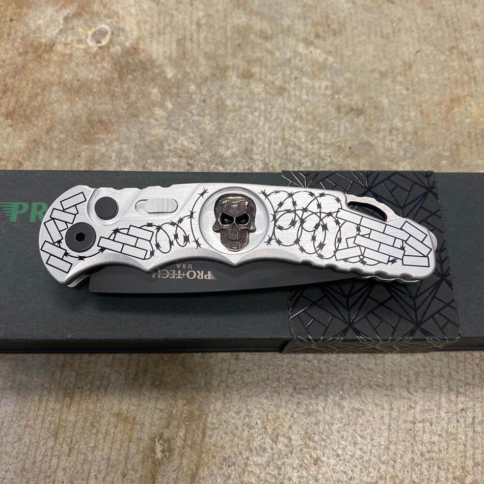 PROTECH TR-5.62 Limited Edition Automatic Knife with Bruce Shaw Sterling Silver Skull #118 of 300 - TR-5.62