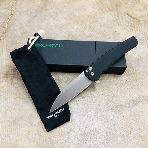 ProTech 5101 Malibu Wharncliffe Black 3.3" Stonewash Flipper Knife