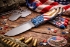 Medford Antik Front Flipper, S35VN Tumbled TANTO, Blue American Flag Knife Serial 403-306