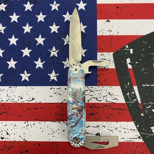 American Service Knife Jefferson JACK FROST Utility Tool with Drop Point Knife, Bottle Opener, and Chisel CHRISTMAS EDITION  - ASK Jefferson JACK FROST
