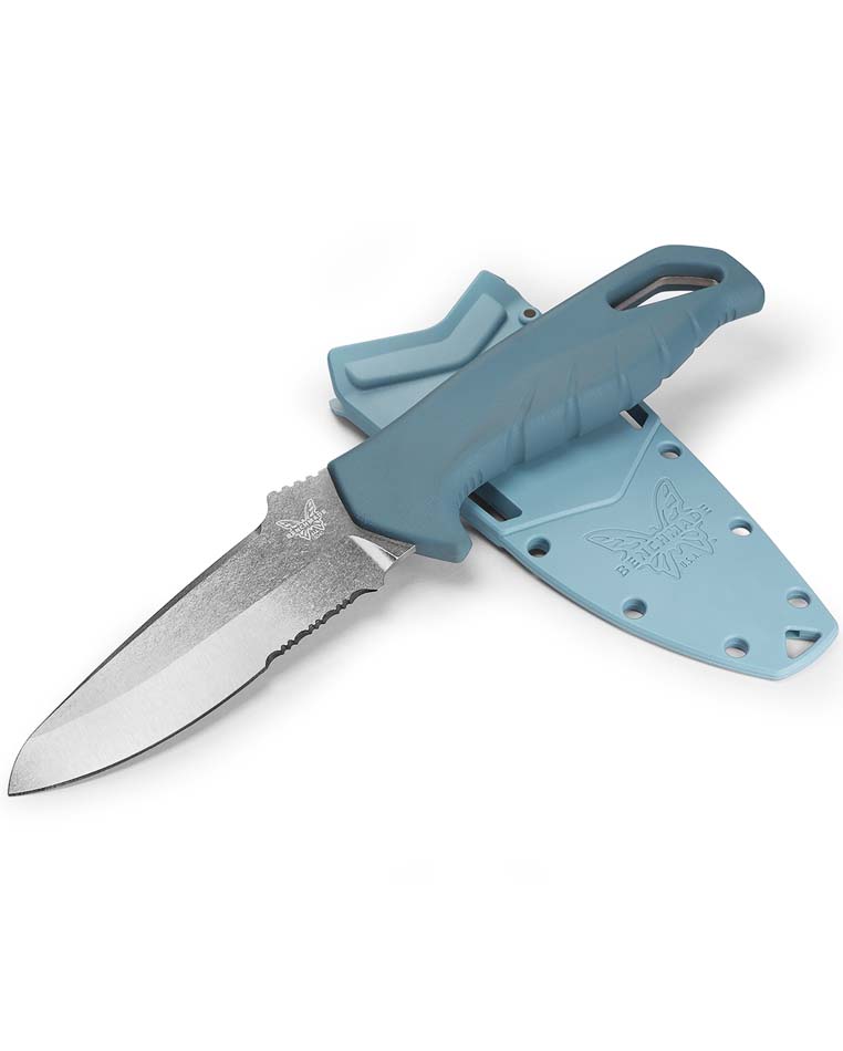 Benchmade 18040S Undercurrent Serrated 4.32" CPM-Magnacut Sheepsfoot Blade Depth Blue Santoprene Handle Fixed Knife