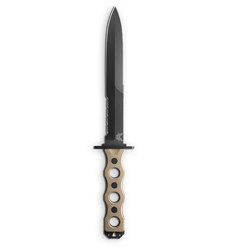 Benchmade 185SBK-1 SOCP Coyote Tan 7.11" Fixed Serrated Blade Tactical Knife - 185SBK-1