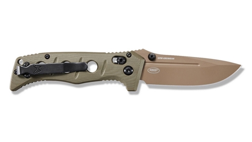  Benchmade 273FE-2 Shane Sibert Mini Adamas Folding Knife 3.25" CruWear Flat Dark Earth Plain Blade, OD Green G10 Handles - 273FE-2