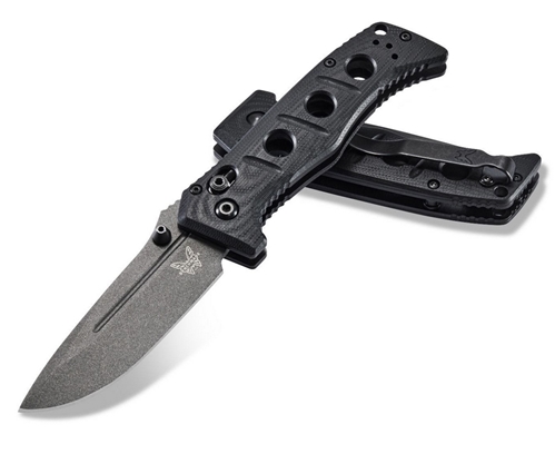  Benchmade 273GY-1 Shane Sibert Mini Adamas Folding Knife 3.25" CruWear Tungsten Gray Plain Blade, Black G10 Handles