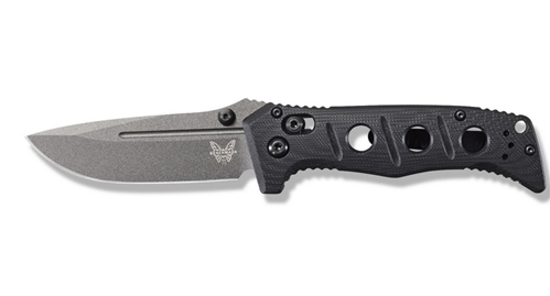 Benchmade 273GY-1 Shane Sibert Mini Adamas Folding Knife 3.25" CruWear Tungsten Gray Plain Blade, Black G10 Handles - 273GY-1