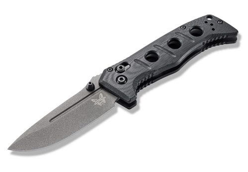  Benchmade 273GY-1 Shane Sibert Mini Adamas Folding Knife 3.25" CruWear Tungsten Gray Plain Blade, Black G10 Handles - 273GY-1