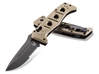 Benchmade 2750SGY-3 Shane Sibert AUTO Adamas SERRATED Folding Knife 3.78" CruWear Tungsten Gray Plain Blade, Desert Tan G10 Handles, Ballistic Nylon Sheath
