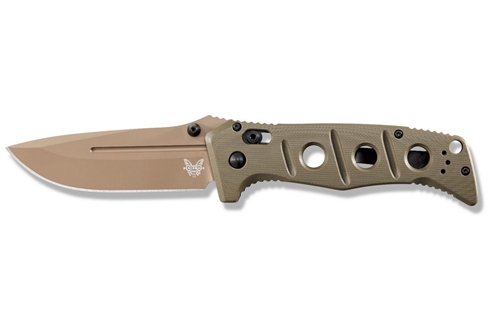 Benchmade 275FE-2 Shane Sibert Adamas Folding Knife 3.78" CruWear Flat Dark Earth Plain Blade, OD Green G10 Handles - 275FE-2