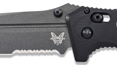  Benchmade 275SGY-1 Shane Sibert Adamas Serrated Folding Knife 3.78" CruWear Tungsten Gray Plain Blade, Black G10 Handles - 275SGY-1
