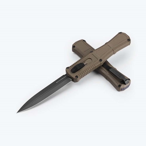Benchmade 3370GY-1 Claymore OTF Automatic 3.89" CPM-D2 Ranger Green Grivory Handles Knife - 3370GY-1