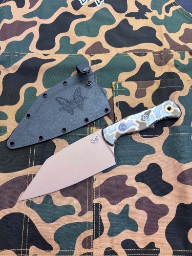 Benchmade 4010FE-2601 Father's Day Limited Station Knife, Cerakote Camo Pattern Handles, Boltaron Shealth with Clip - 4010FE-2601