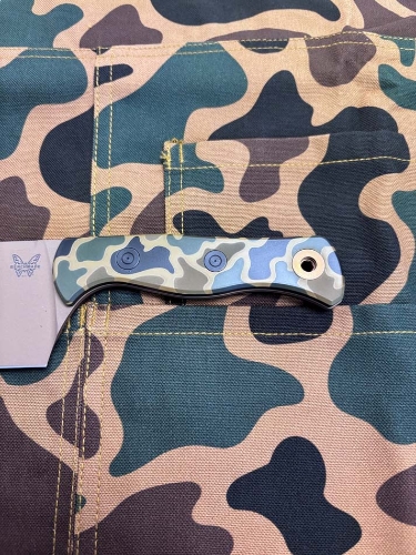 Benchmade 4010FE-2601 Father's Day Limited Station Knife, Cerakote Camo Pattern Handles, Boltaron Shealth with Clip - 4010FE-2601