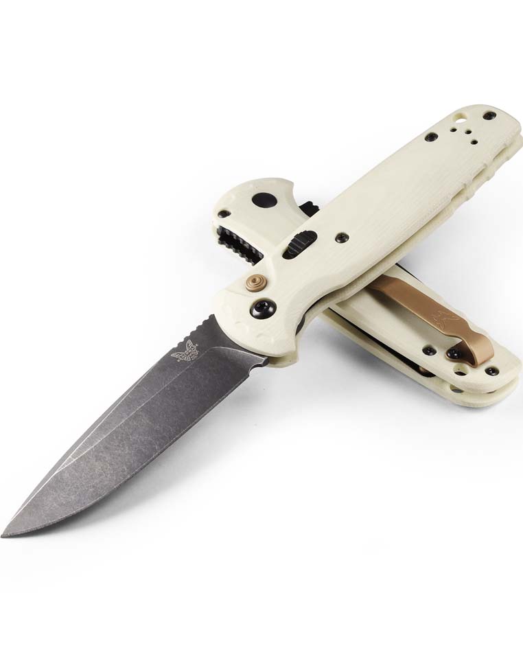 Benchmade 4300BK-03 CLA AUTO Folding Knife 3.4" CPM-Magnacut DLC Battlewash Blade Ivory G10 Handles
