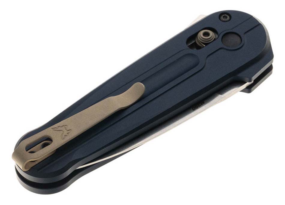 Benchmade 491 Lowden 2.79'' M390 Satin Blade, Crater Blue Aluminum Handles Knife - 491