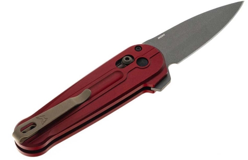 Benchmade 491GY-01 Lowden 2.79'' M390 Satin Blade, Phoenix Red Aluminum Handles Knife - 491GY-01