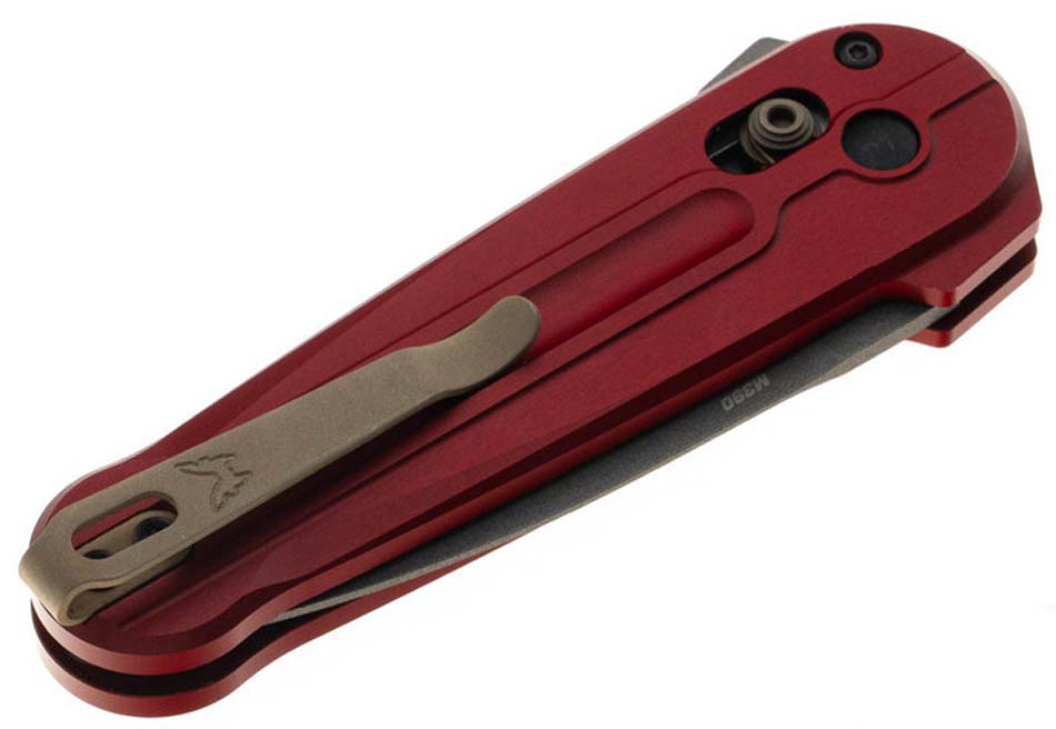 Benchmade 491GY-01 Lowden 2.79'' M390 Satin Blade, Phoenix Red Aluminum Handles Knife - 491GY-01