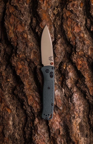 Benchmade 535TN-2601 Bugout AXIS Folding Knife 3.24" Elmax Satin Plain Blade Taiga Green Grivory - 535TN-2601
