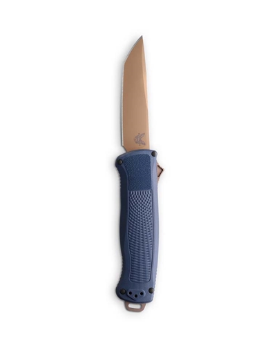 Benchmade 5370FE-01 Shootout Crator Blue Grivory, 3.5" Flat Earth Blade, Automatic OTF Knife - 5370FE-01